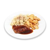 Gehakt jus bloemkool gebakken aardappelpartjes 232x176